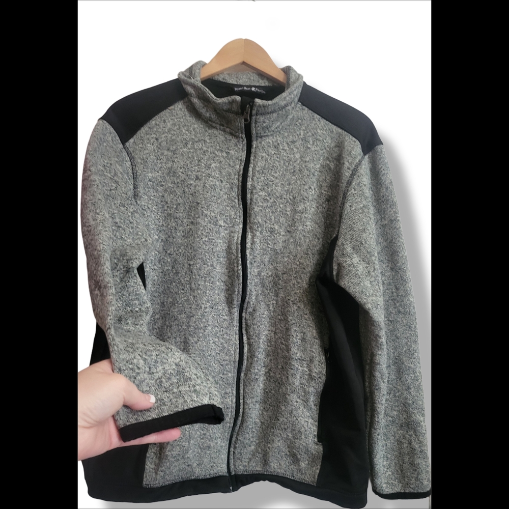 🌿Beverly Hills Polo Club Mens Large Gray Black Full Zip Jacket - Picture 5 of 11